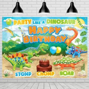 Dinosaur Backdrop 6 x 4.25 FT Wall Background Boy Birthday Party Supplies